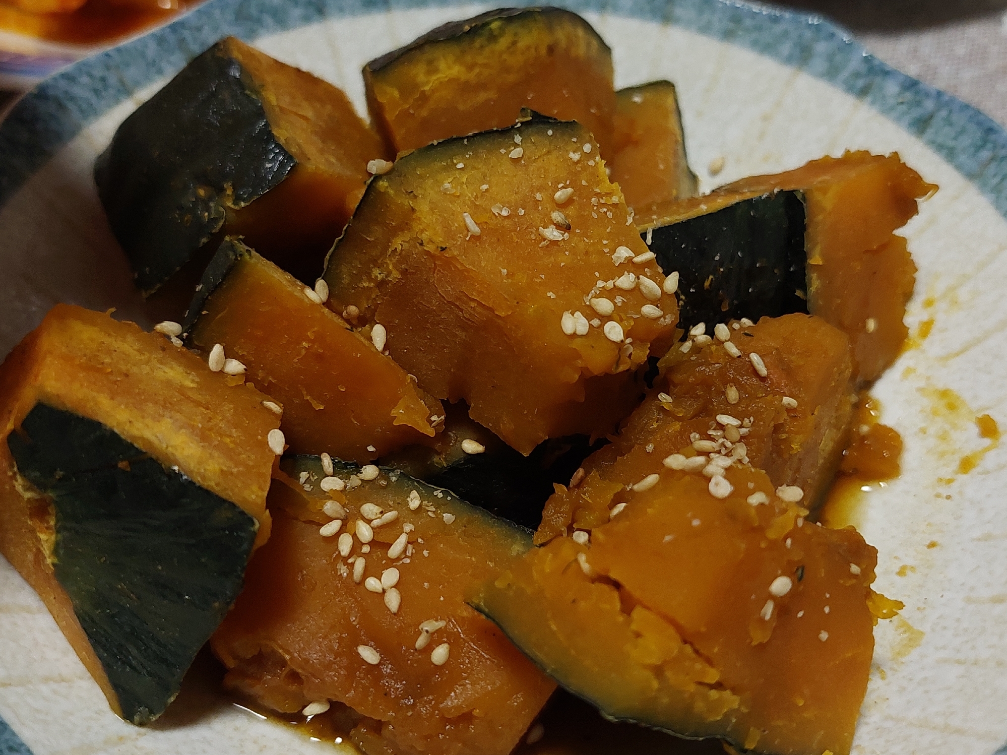 レンジでかぼちゃの煮物白ゴマあえ