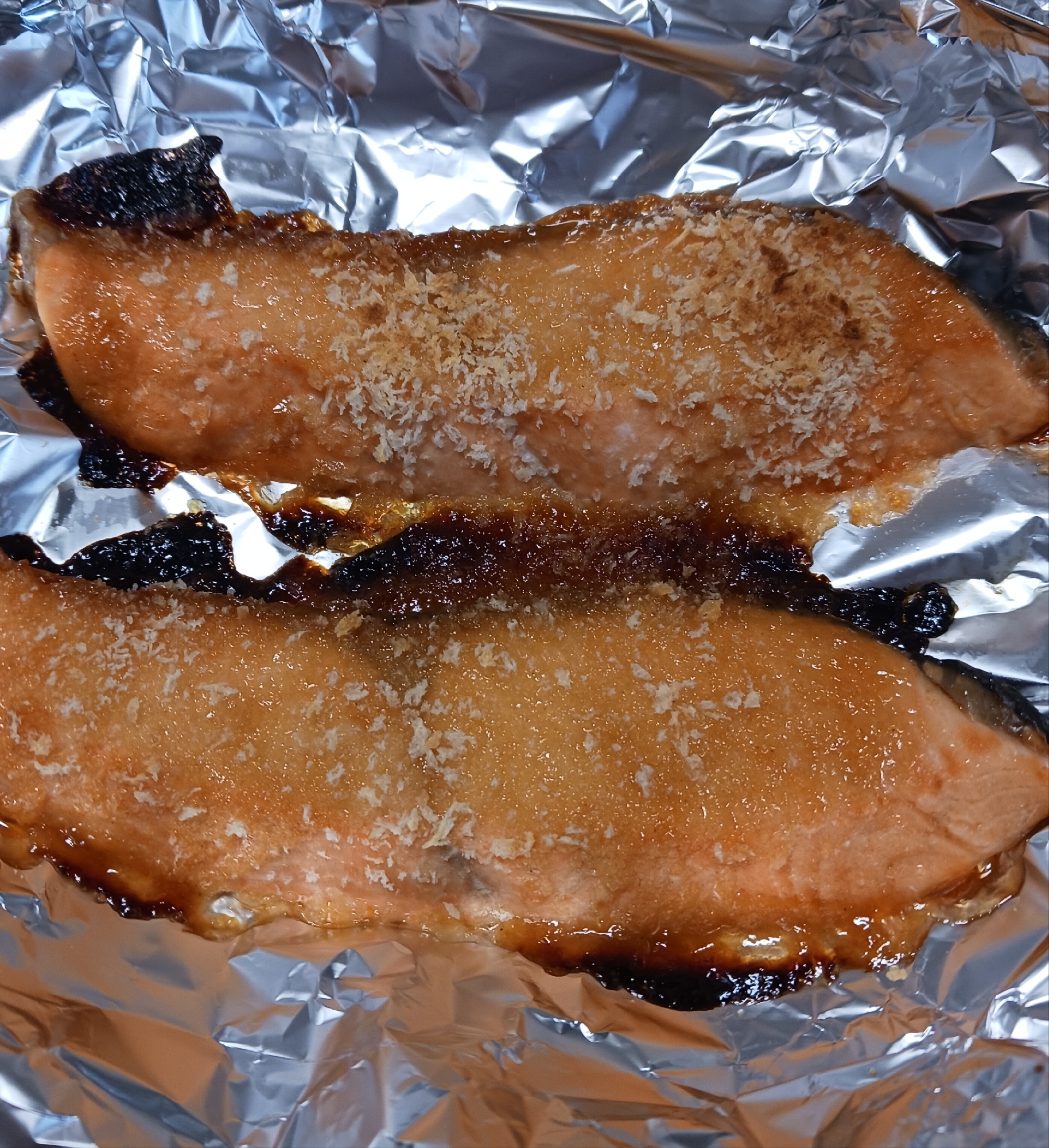 鮭の味噌マヨパン粉焼き