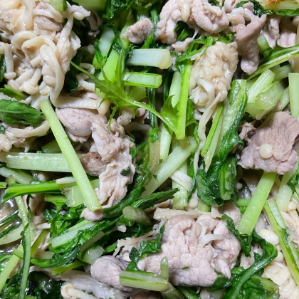 簡単★豚肉と水菜とえのきのポン酢炒め