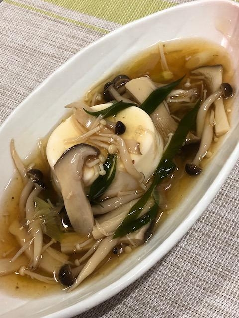 豆腐のゆずこしょうきのこあん