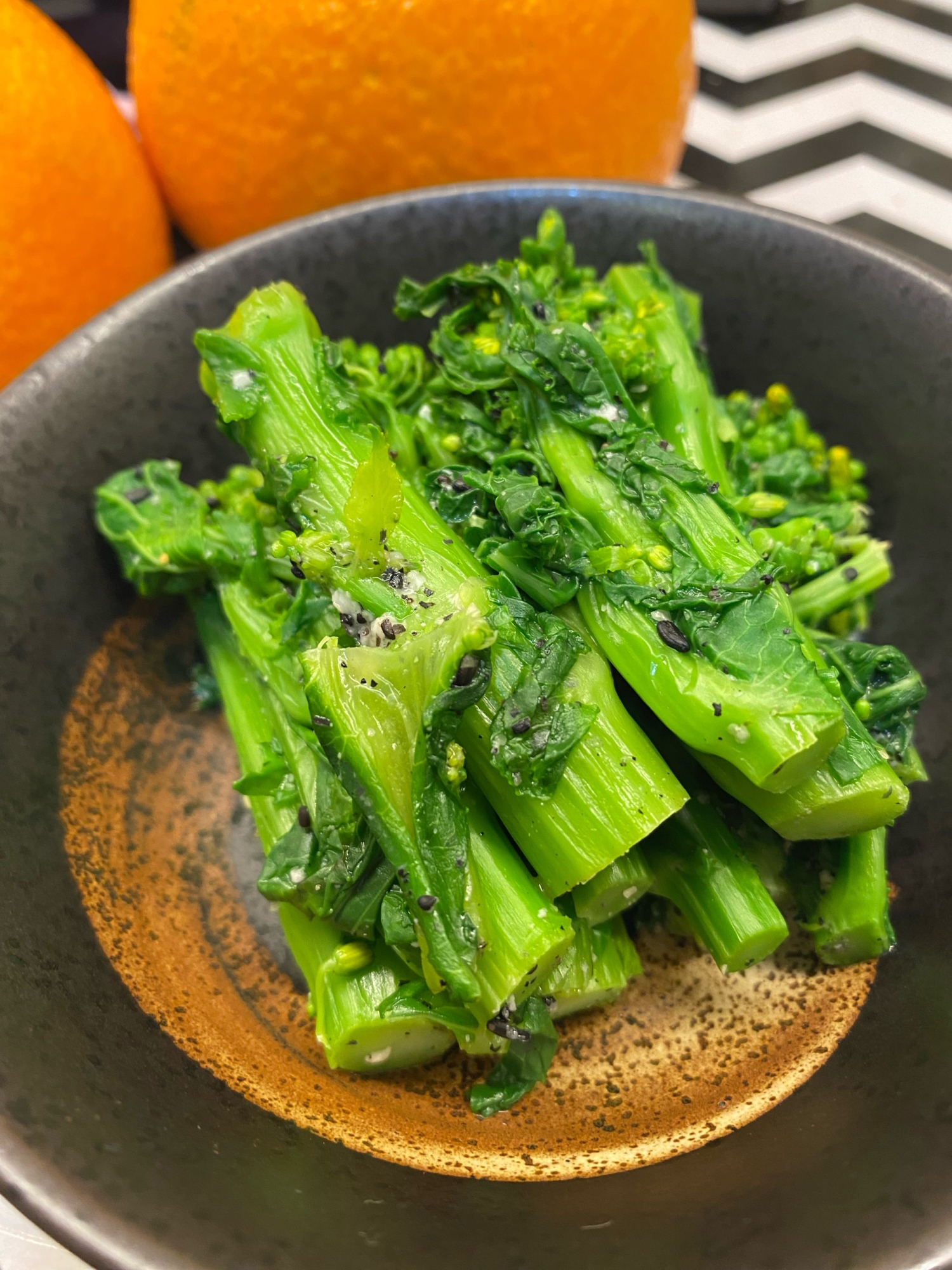 菜の花の塩麹からしごま和え