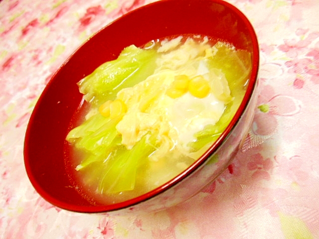 ウェイパーde キャベツとコーンの卵スープ レシピ 作り方 By 小太郎1212 楽天レシピ