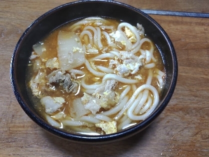 余ったキムチの汁で＊キムチうどん