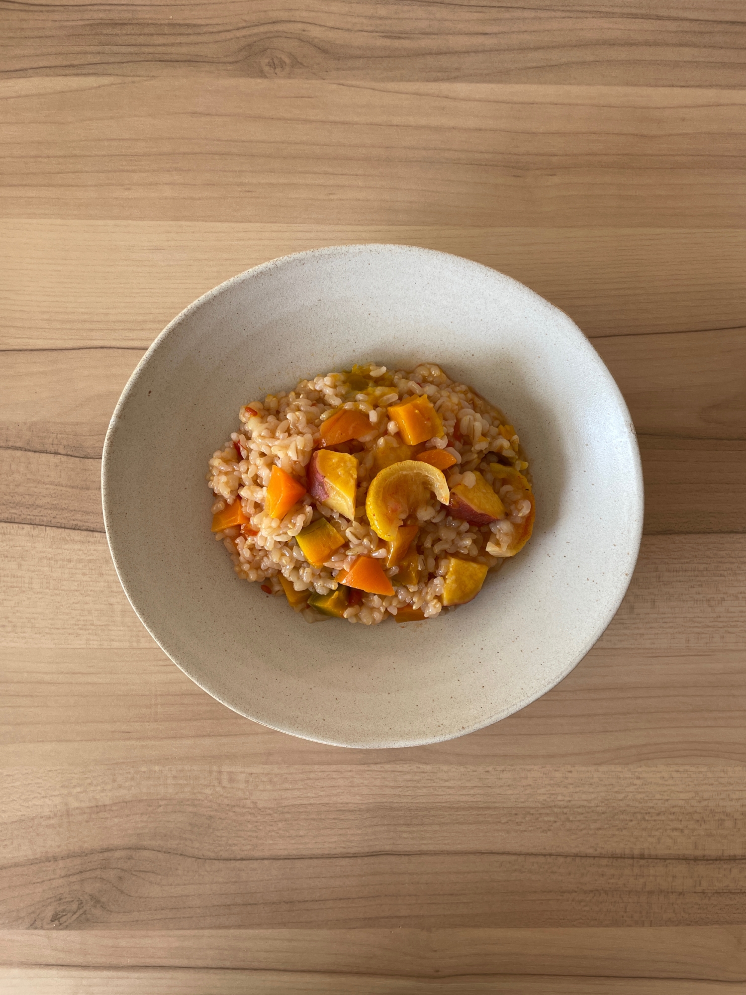 薩摩芋と人参の南瓜トマト根昆布水ゆずもち麦玄米ご飯