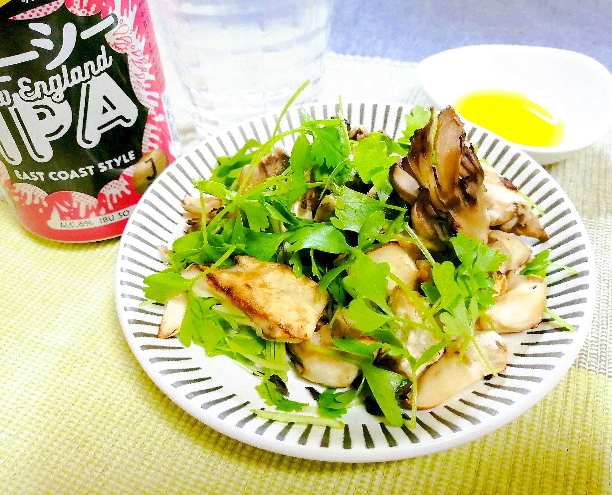 オリーブオイル×塩　焼き黒舞茸とイタパセ和え