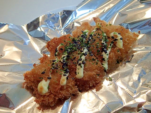 醤油マヨで　鯵のフライのトースター焼き