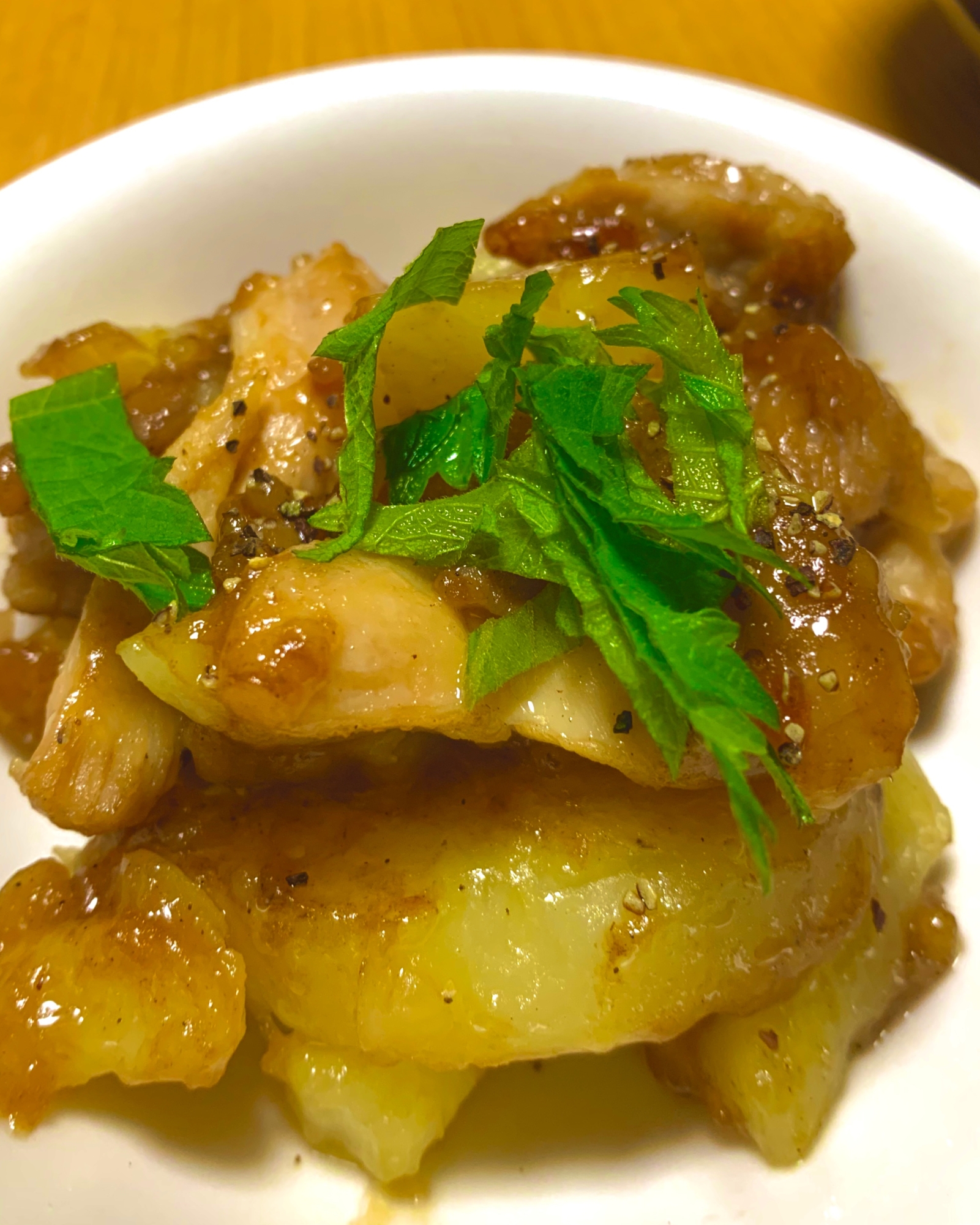 かさまし！✨じゃがいもと鶏肉の照りマヨ炒め