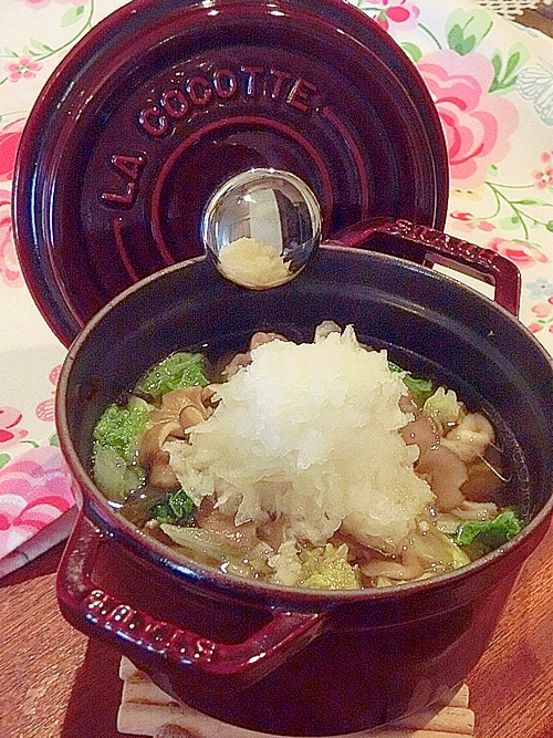 お一人様☆STAUBで豚バラミルフィーユみぞれ鍋♪