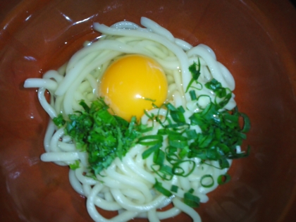 レンジで簡単！大葉が香る！釜玉うどん