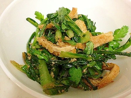 シャキシャキカリカリ 春菊と油揚げのおひたし レシピ 作り方 By ピンクラム 楽天レシピ シャキシャキカリカリ 春菊と油揚げのおひたし レシピ 作り方 By ピンクラム 楽天レシピ