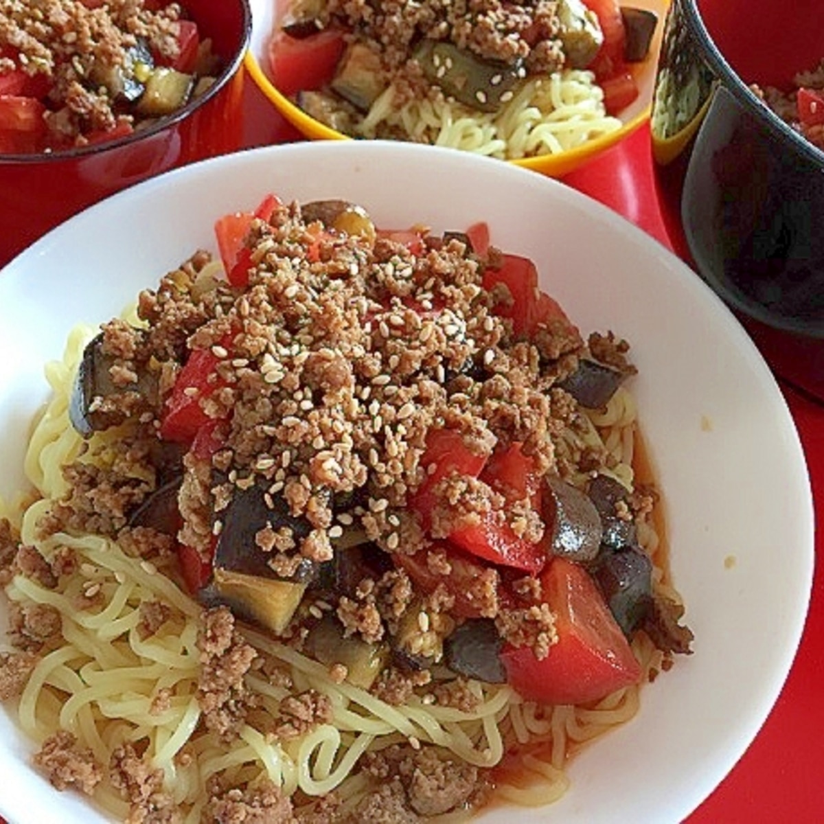 茄子とトマトと肉味噌で 冷やし中華 レシピ 作り方 By まいまい917 楽天レシピ 茄子とトマトと肉味噌で 冷やし中華 レシピ 作り方 By まいまい917 楽天レシピ