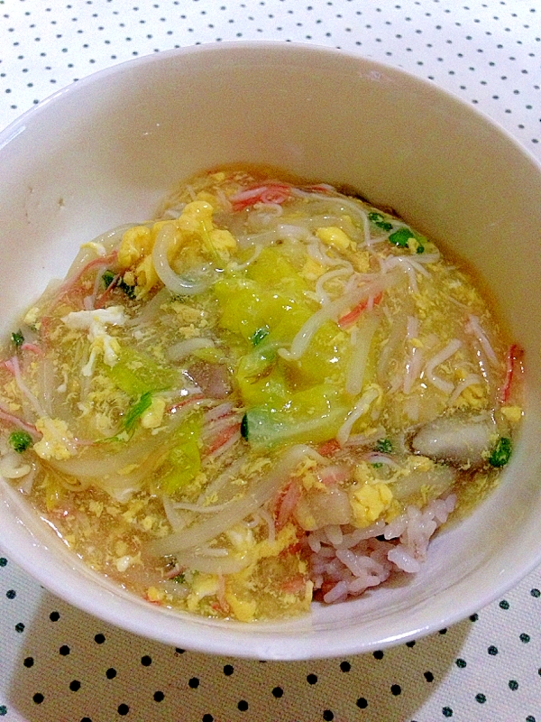 野菜とカニカマの玉子あんかけ♪丼も美味しいよ♪