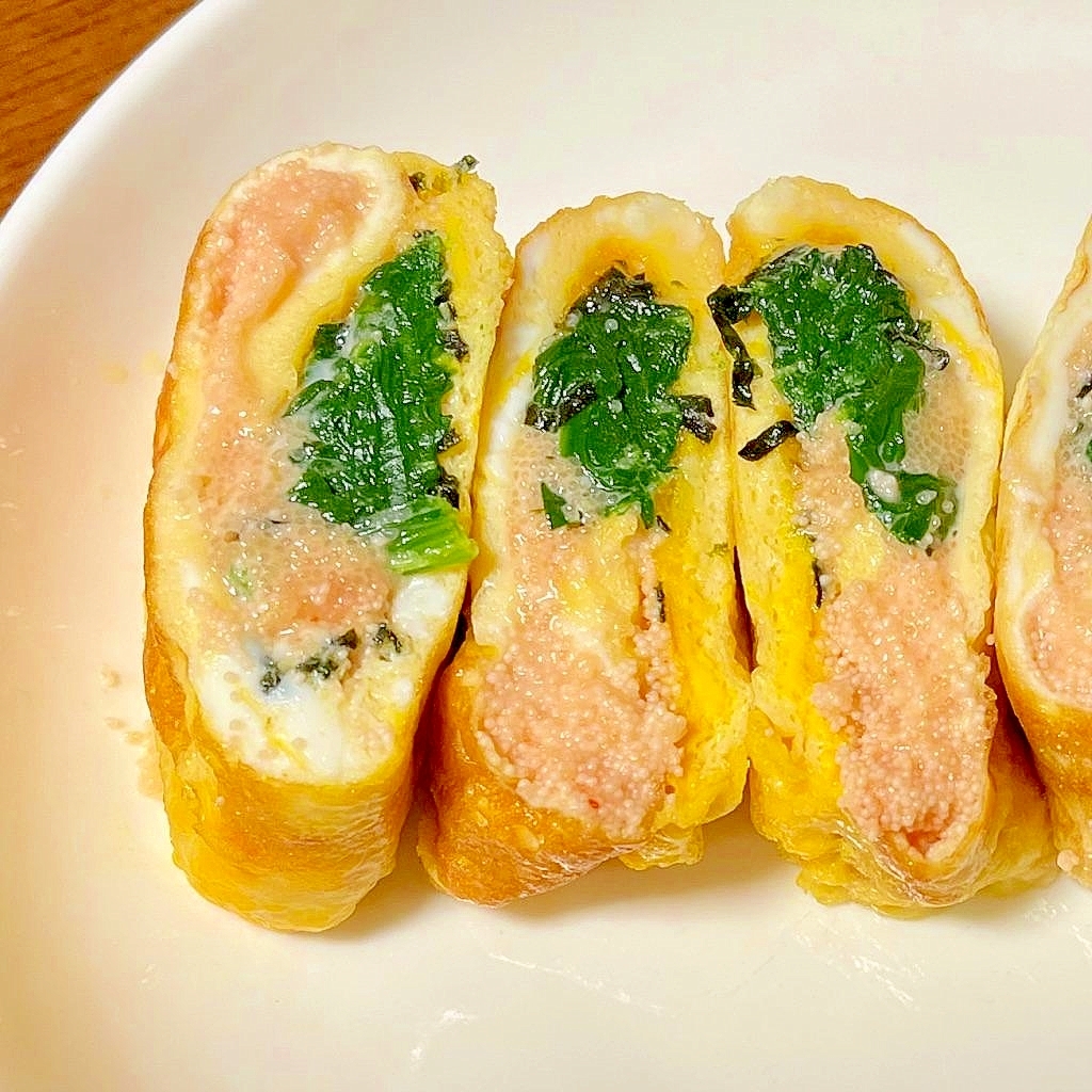 明太ほうれん草の卵焼き