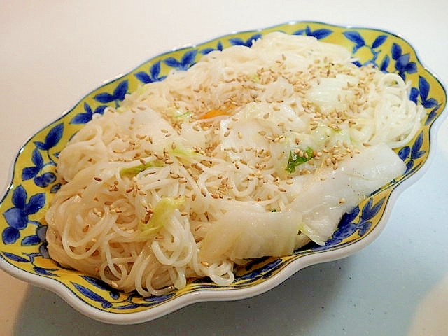 白菜漬けの素麺チャンプルー