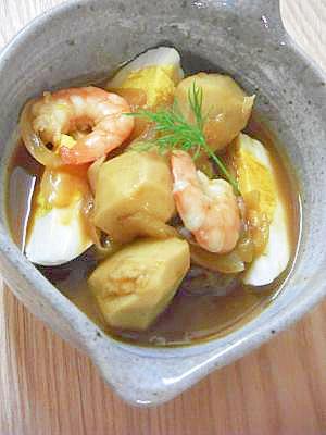 海老と卵と里芋のカレー煮