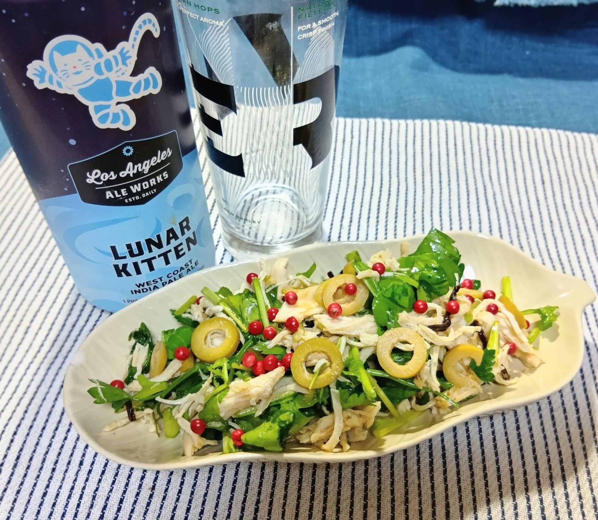 ささみとルッコラ＆イタリアンパセリのオリーブマリネ