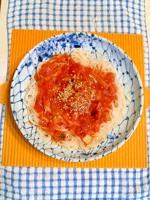 キムチトマトの素麺♪
