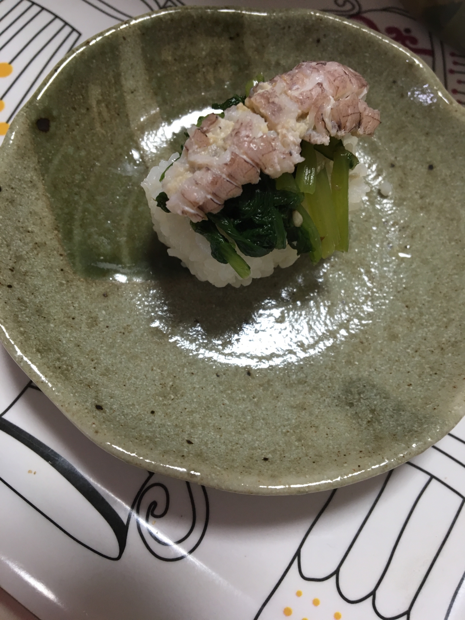 シャコと大根菜のお寿司(*^^*)☆