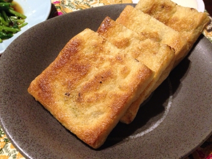 フライパンで焼きました！大豆×大豆で相性バツグンですね！