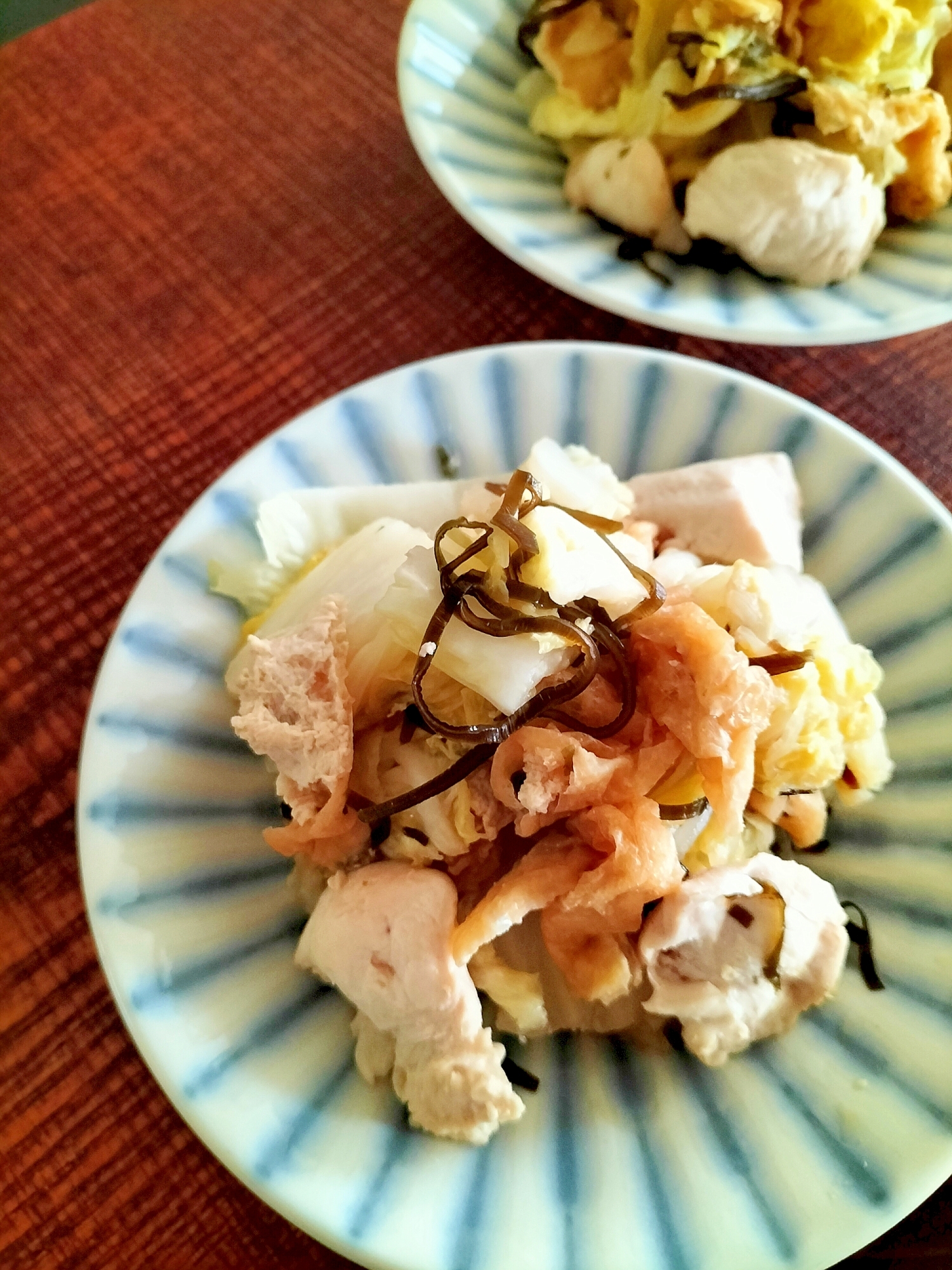 白菜とささみの塩昆布蒸し♩