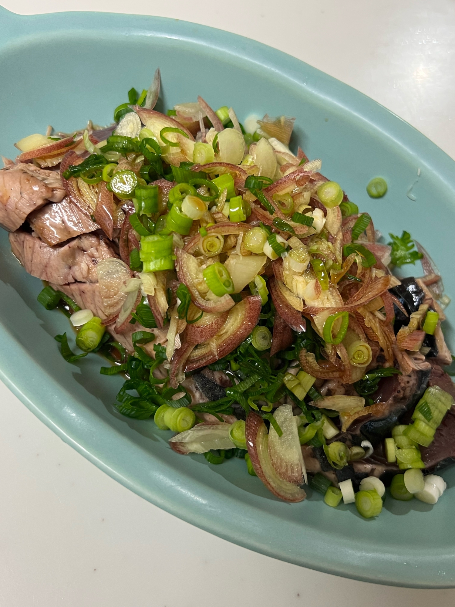 ミョウガとネギで♪定番の鰹のタタキ