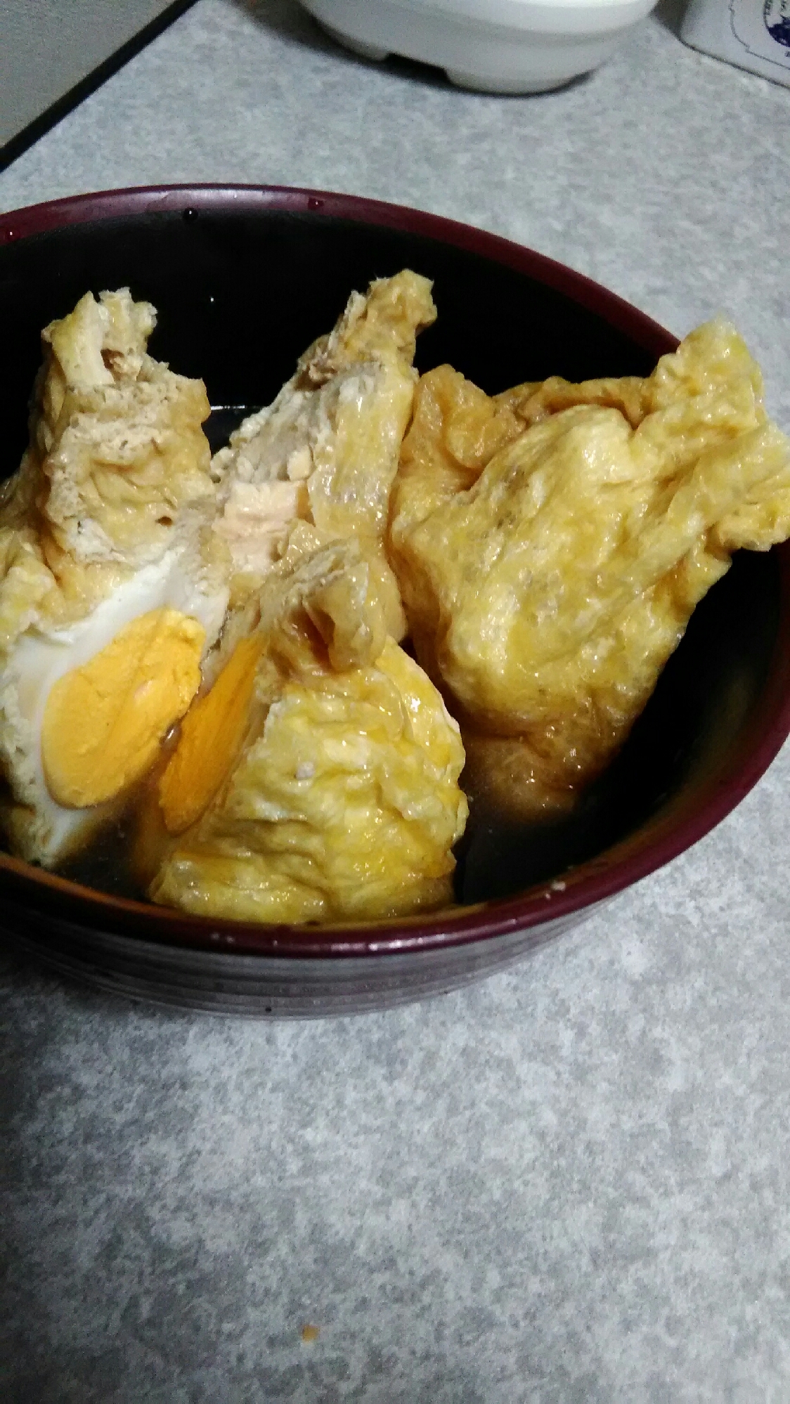おいしい！鶏肉と卵の巾着煮
