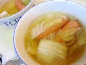 朝食レシピ　105）ソーセージの簡単スープ