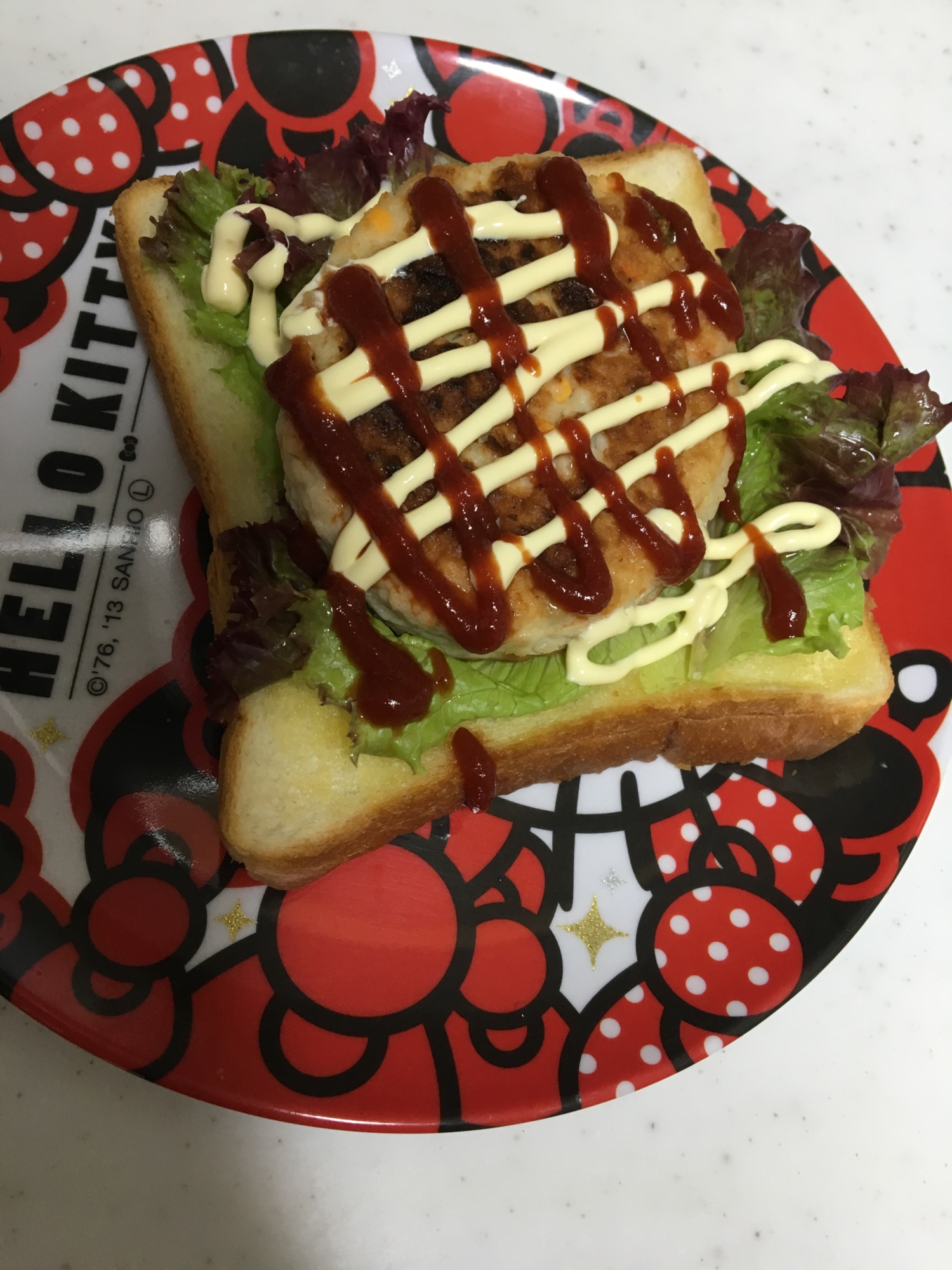 食パンで☆市販の豆腐ハンバーグのオープントースト☆