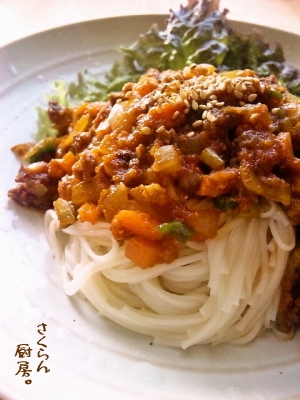 ガッツリだけど野菜たっぷり★焼肉そうめん。