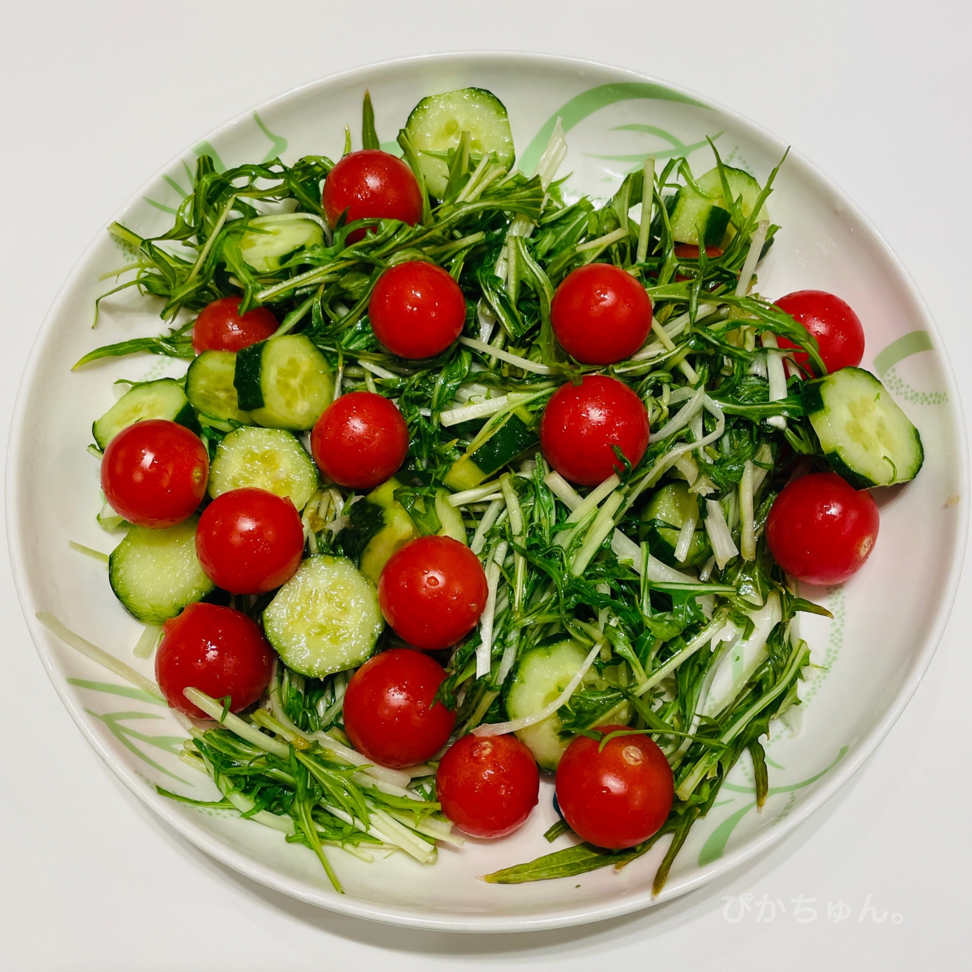 水菜はレンジで食べやすく★新鮮野菜のトマトサラダ