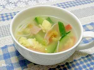 きゅうりとハムの中華玉子スープ レシピ 作り方 By Momo 楽天レシピ