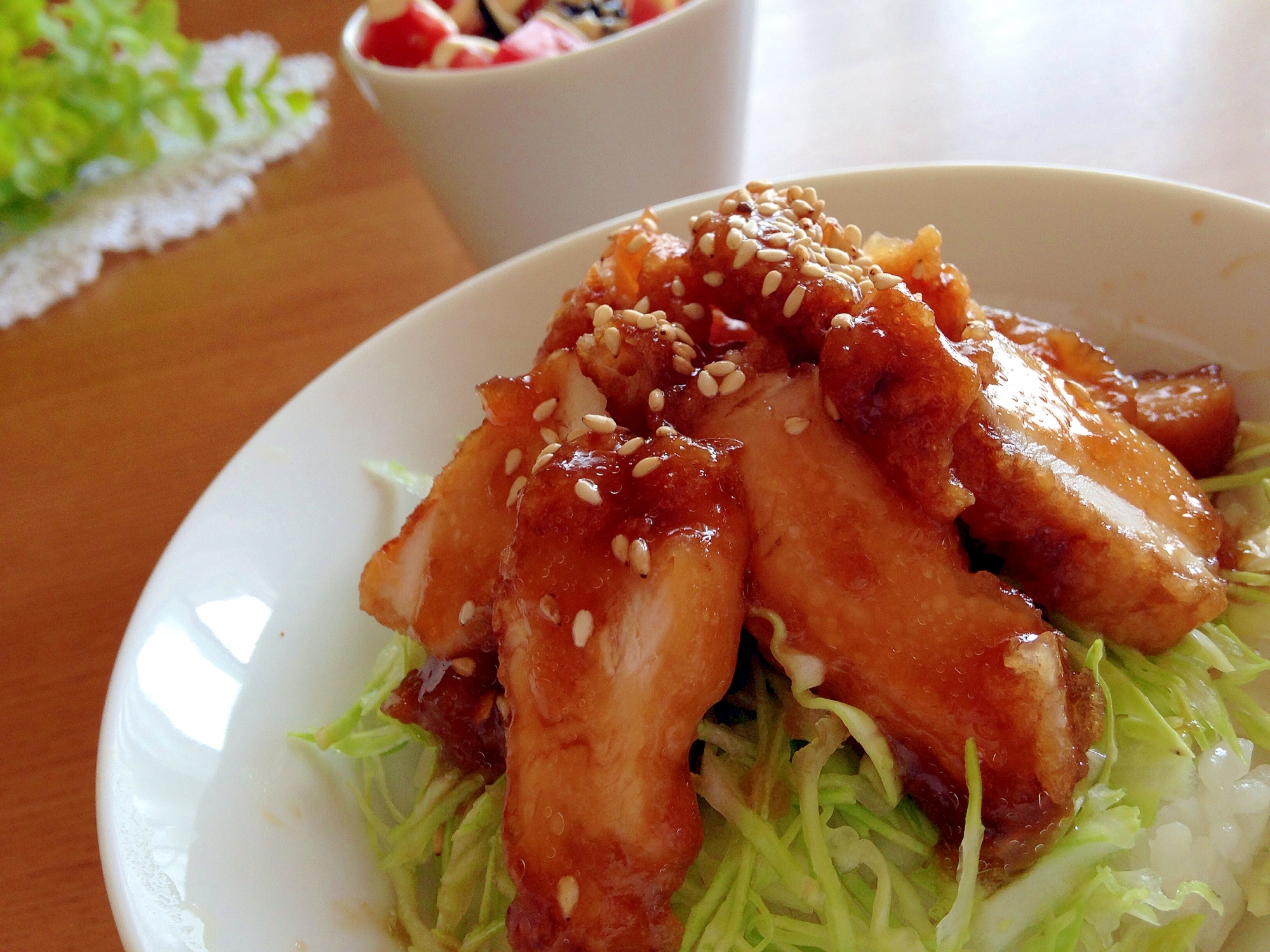 残り物リメイク♪ジューシー唐揚げ丼