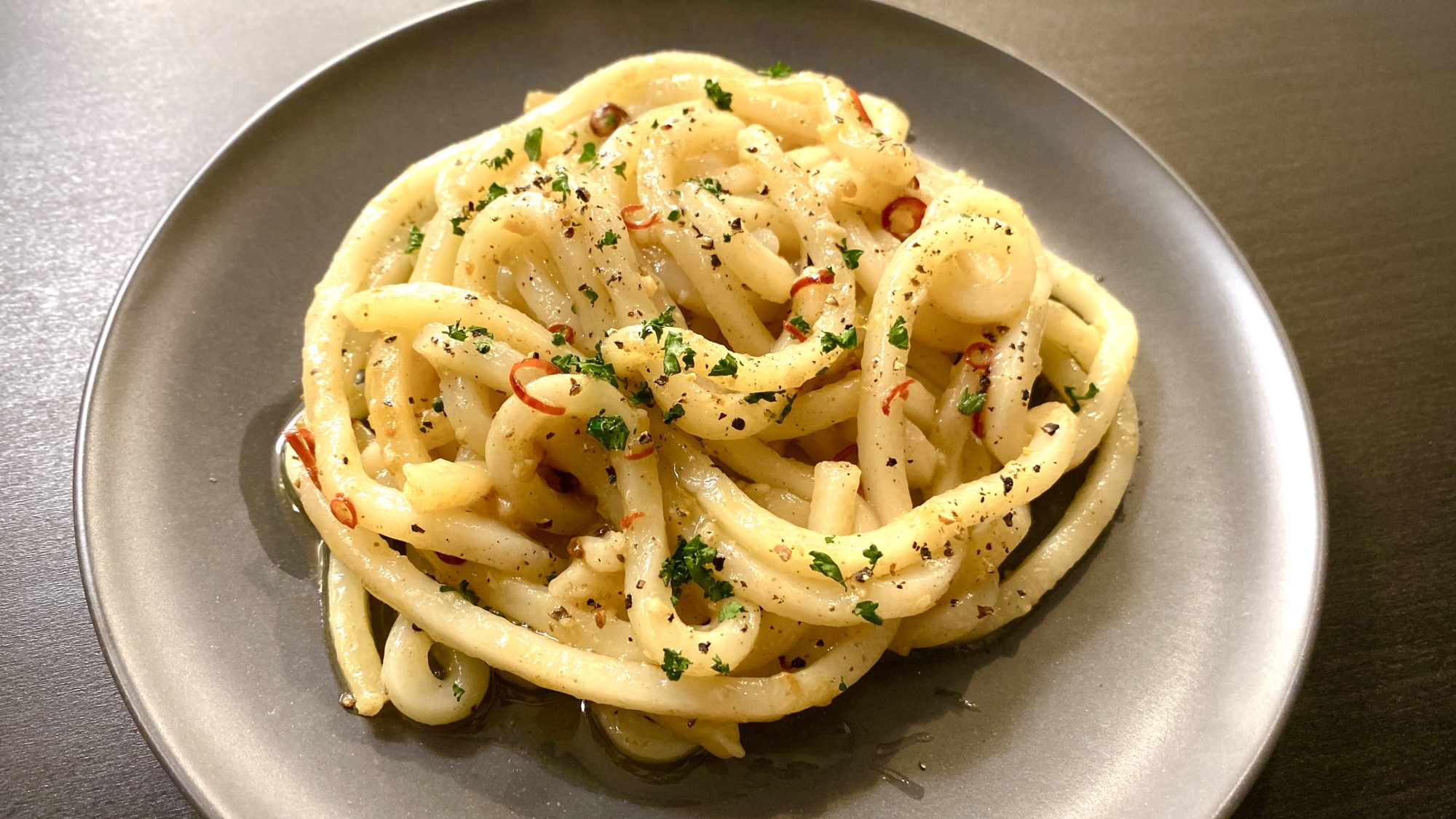 レンジで作る！プロ直伝！ペペロンうどん