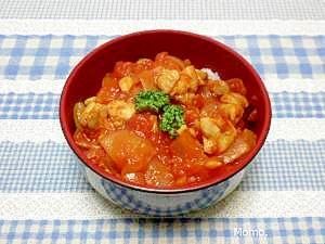 相性ばっちり♪鶏肉のトマト丼