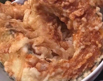 ♥　天ぷらの残りで！　とろ玉天丼　♥