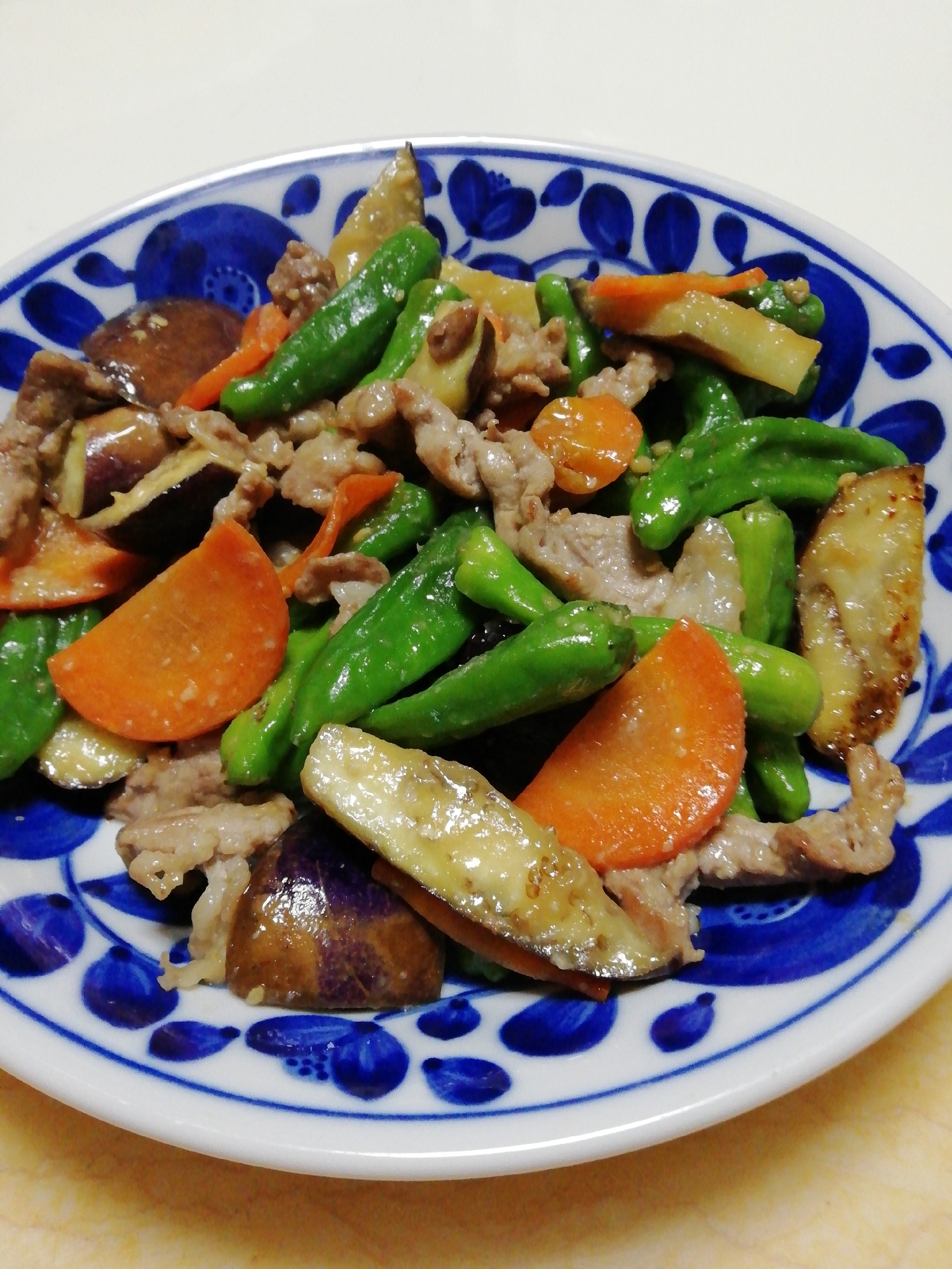 豚肉と茄子とししとうの甘味噌炒め