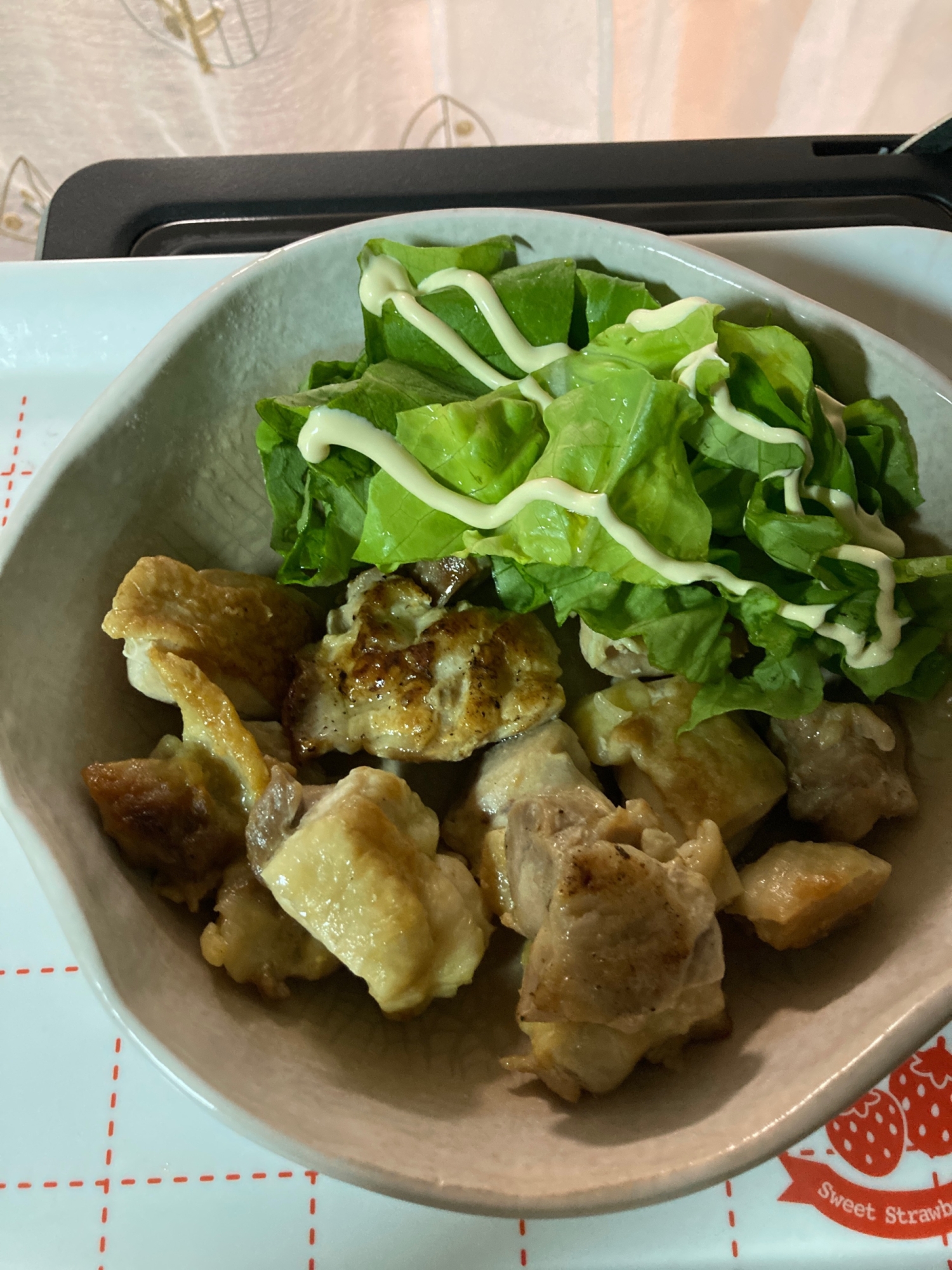 鶏肉さっぱり炒め煮(ぽん酢、すりごま、生姜)