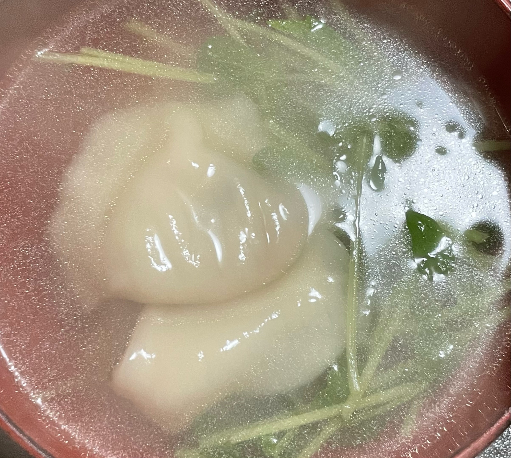 豆苗と餃子のスープ