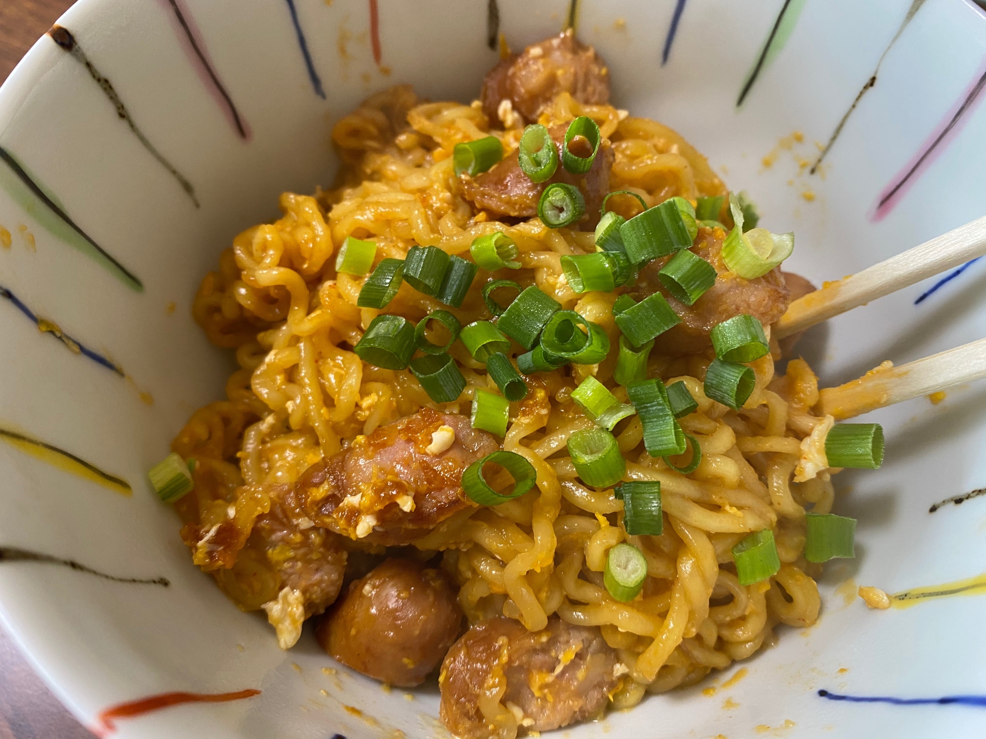 鍋一つサリ麺で☆韓国風ピリ辛麺！