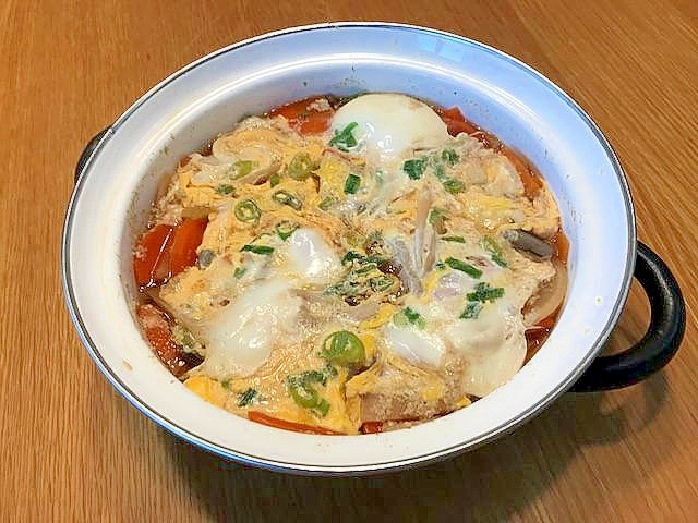 味噌汁の具で根菜卵とじ（丼）