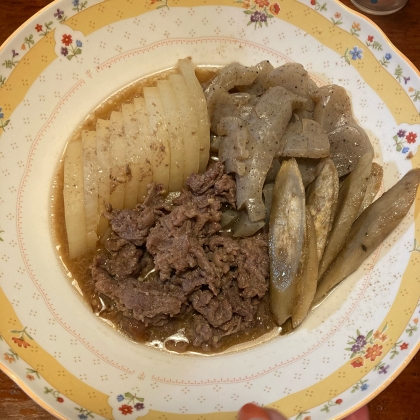 圧力鍋で☆大根・牛蒡・豚肉のめんつゆ煮☆