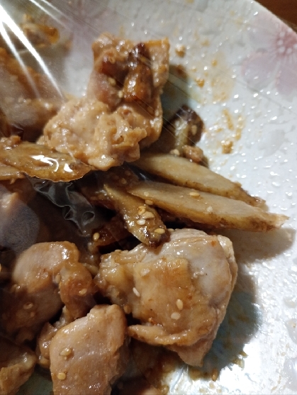 ごぼうと鶏肉の甘酢ダレ