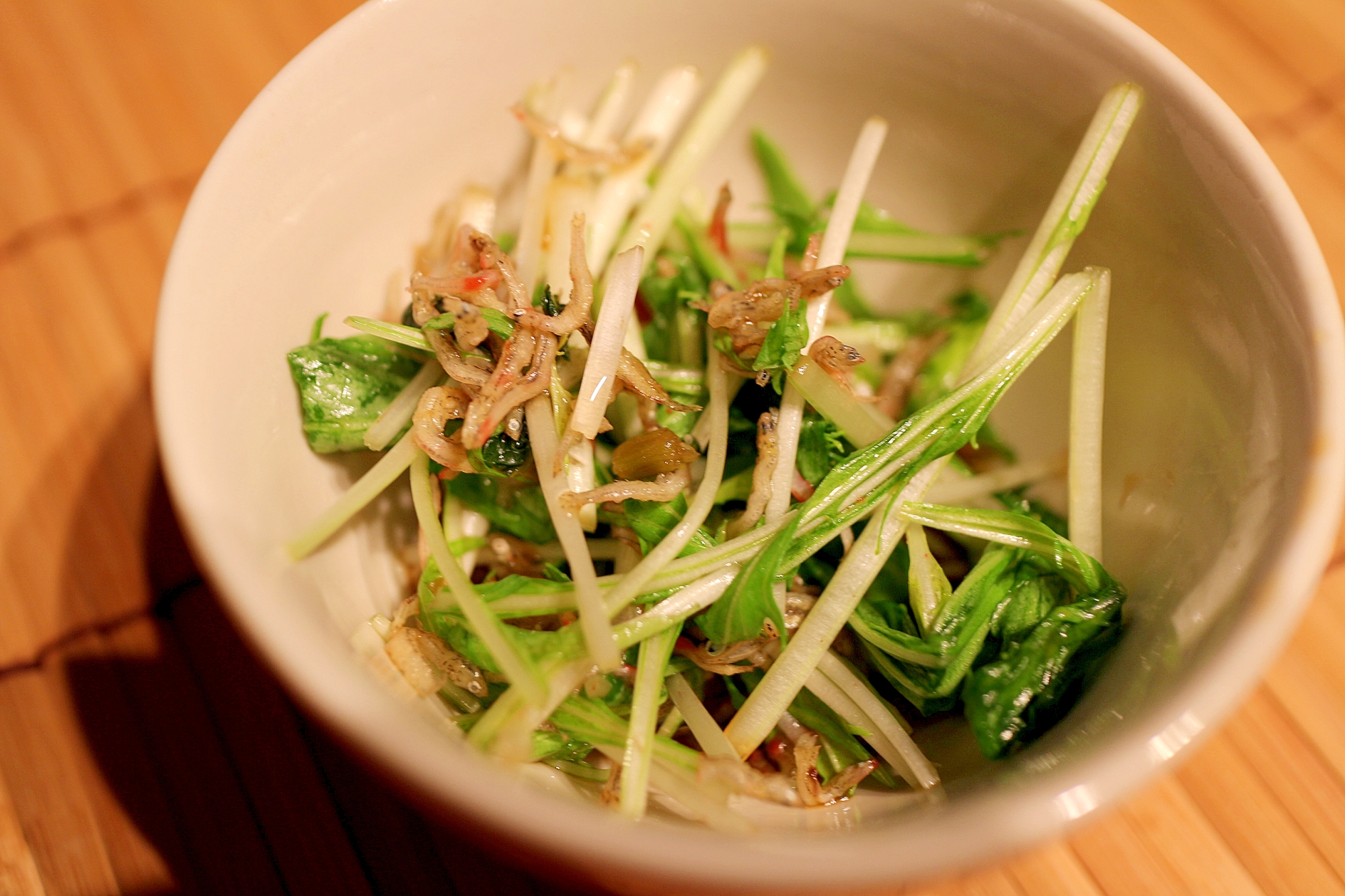 梅じゃこと水菜のポン酢和え