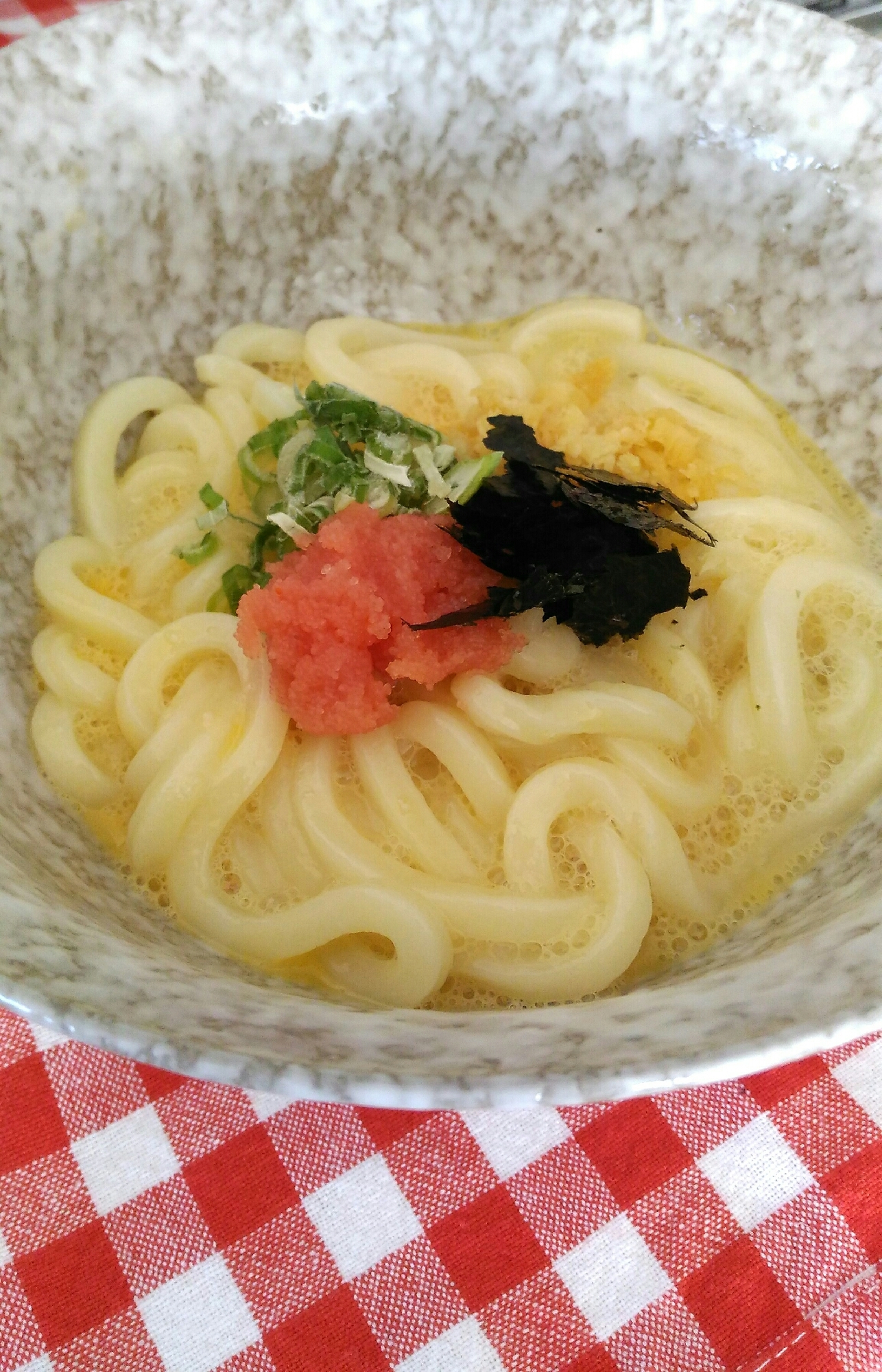 お手軽♡明太釜玉うどん