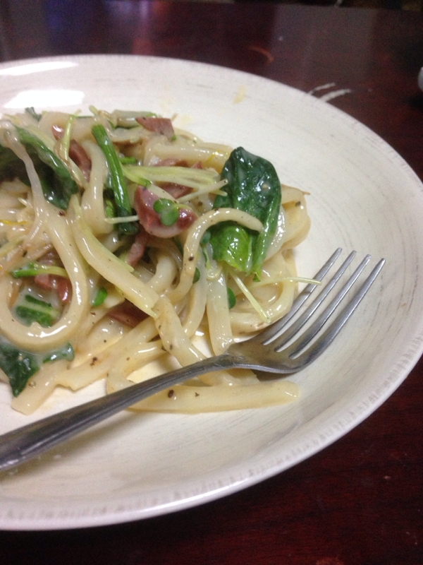 パスタでもうどんでも！簡単カルボナーラ