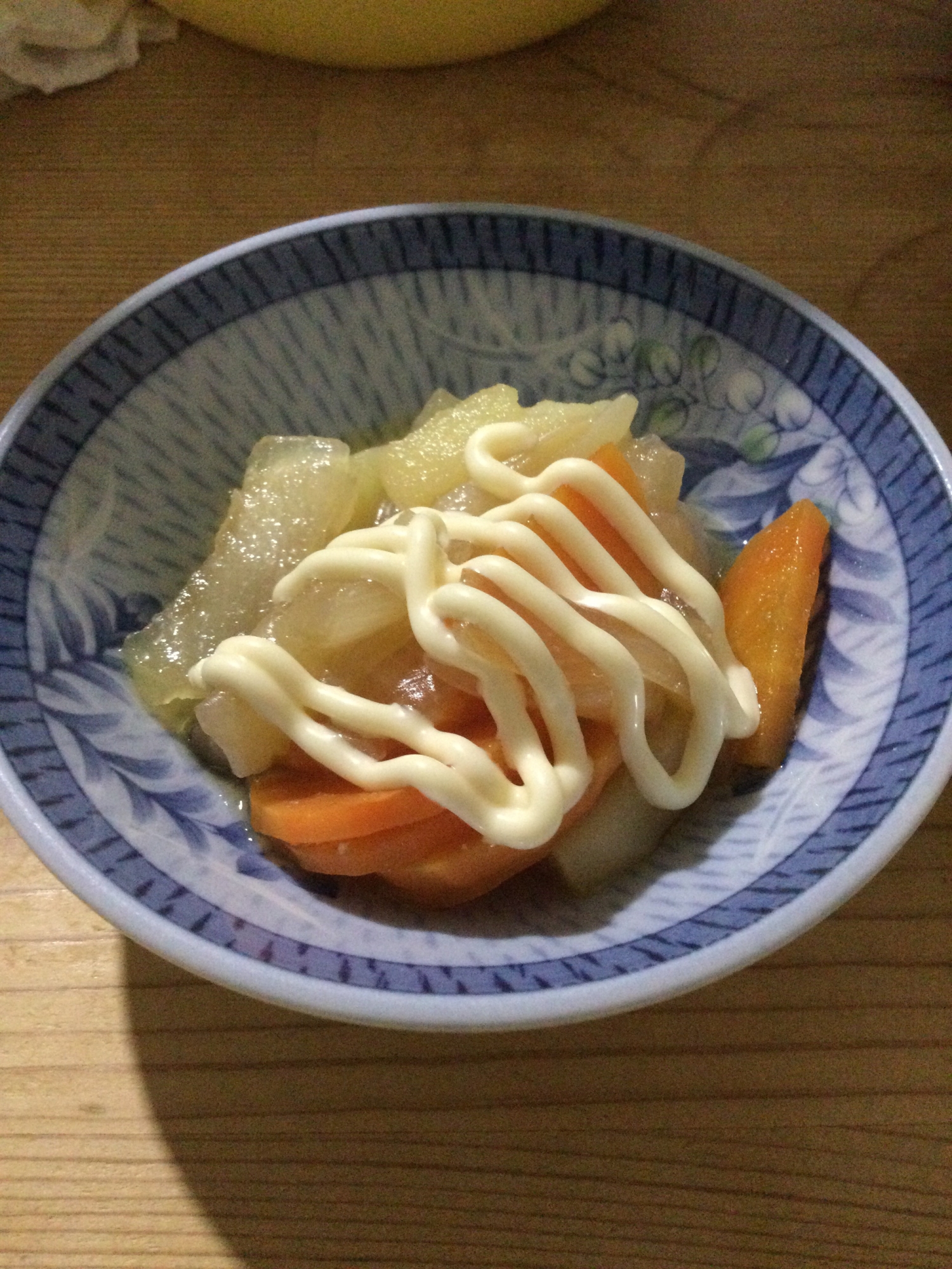 人参玉ねぎじゃが芋の煮物♡マヨネーズかけ♪