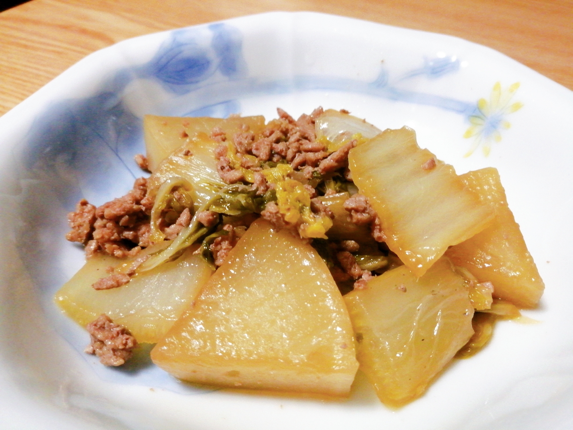 豚ひき肉と大根と白菜の炒め煮