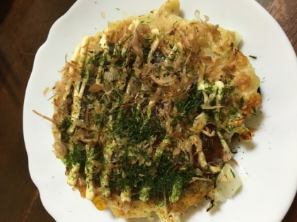 お好み焼き粉がなくて焦りましたが、とっても美味しく出来ました！これからはお好み焼き粉なんて買いません！ごちそうさまでした！