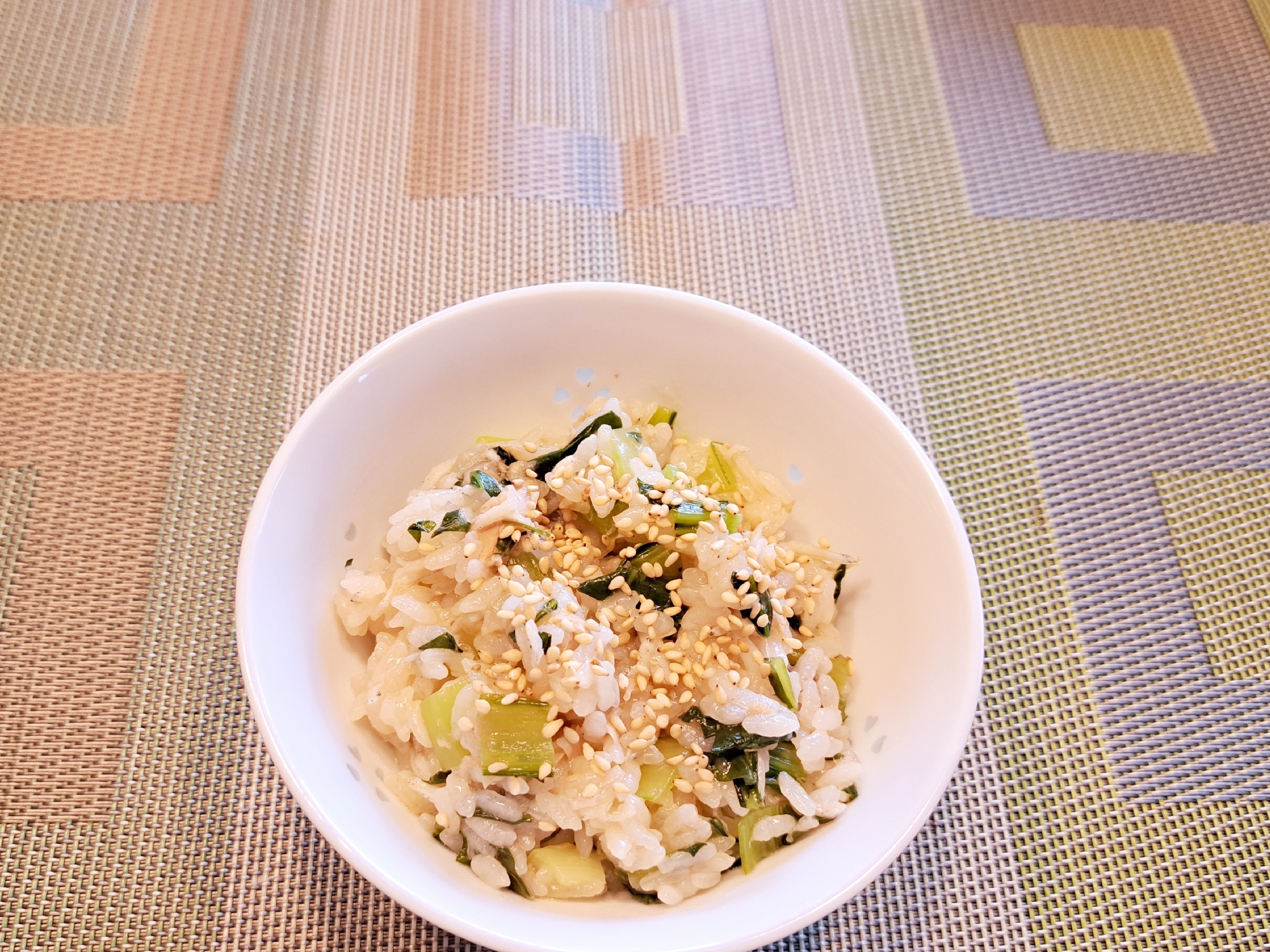 小松菜とツナと しらすの炊き込みご飯