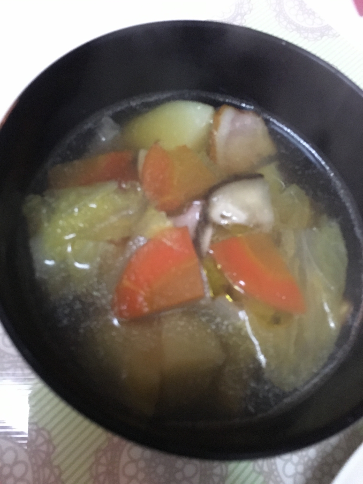 白菜、にんじんのコンソメスープ